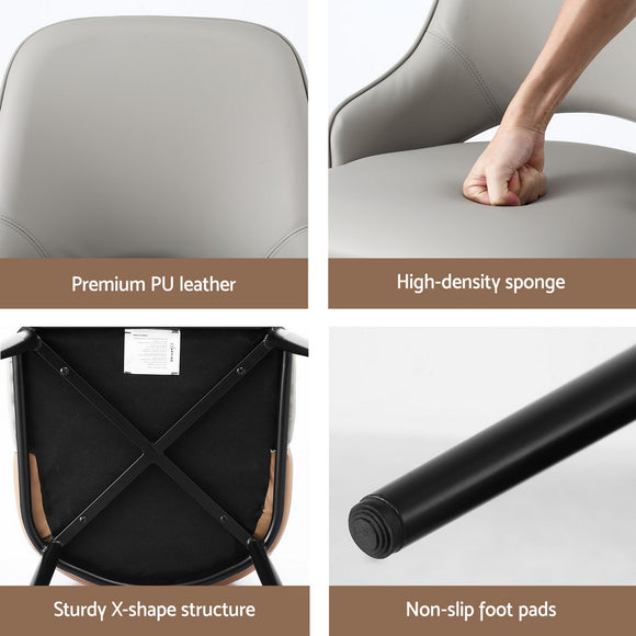 Artiss 1x Dining Chair Hollow PU Leather Kitchen Lounge Cafe Accent Chairs Grey