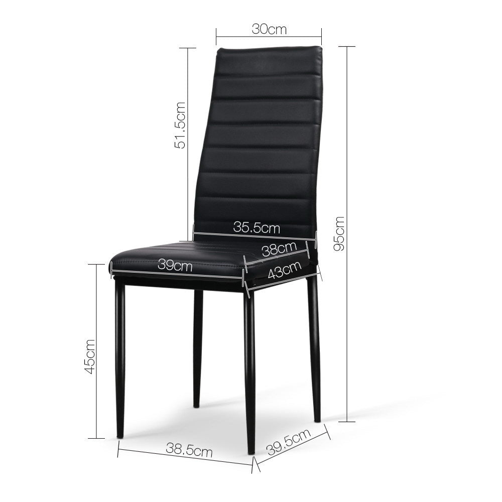 Artiss Dining Chairs Set of 4 Leather Channel Tufted Black - 0