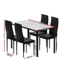 1 Artiss Dining Table and 4 Chairs Set Marble Effect-2