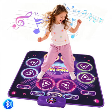 Keezi Dance Mat Toy for Kids Age 3-12 Electronic Dance Pad with Bluetooth 4 Game Modes Purple - 0