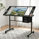 Artiss Drawing Desk Drafting Table Black-8