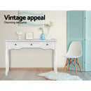 Artiss Console Table 3 Drawers White Hamptons-5