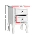 Artiss Bedside Table 2 Drawers - BISSET White-2