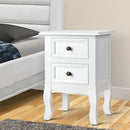 Artiss Bedside Table 2 Drawers - BISSET White-7