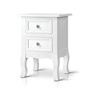 Artiss Bedside Table 2 Drawers - BISSET White-8