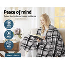Giselle Bedding Electric Throw Rug Flannel Snuggle Blanket Washable Heated Grey and White Checkered-7