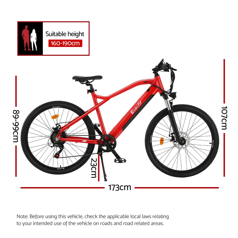 Everfit 26 Inch Electric Bike Mountain Bicycle eBike Built-in Battery 250W - 0