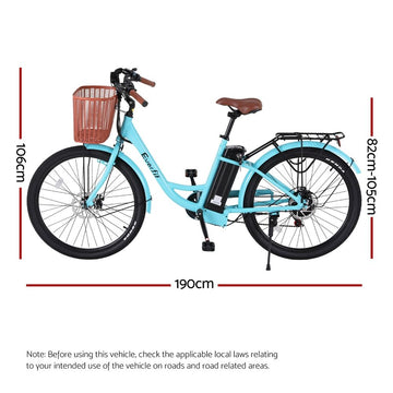 Everfit 26" Electric Bike City Bicycle eBike e-Bike Commuter w/ Battery BL - 0