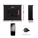 Devanti Electric Fireplace Fire Heater 2000W Black-2