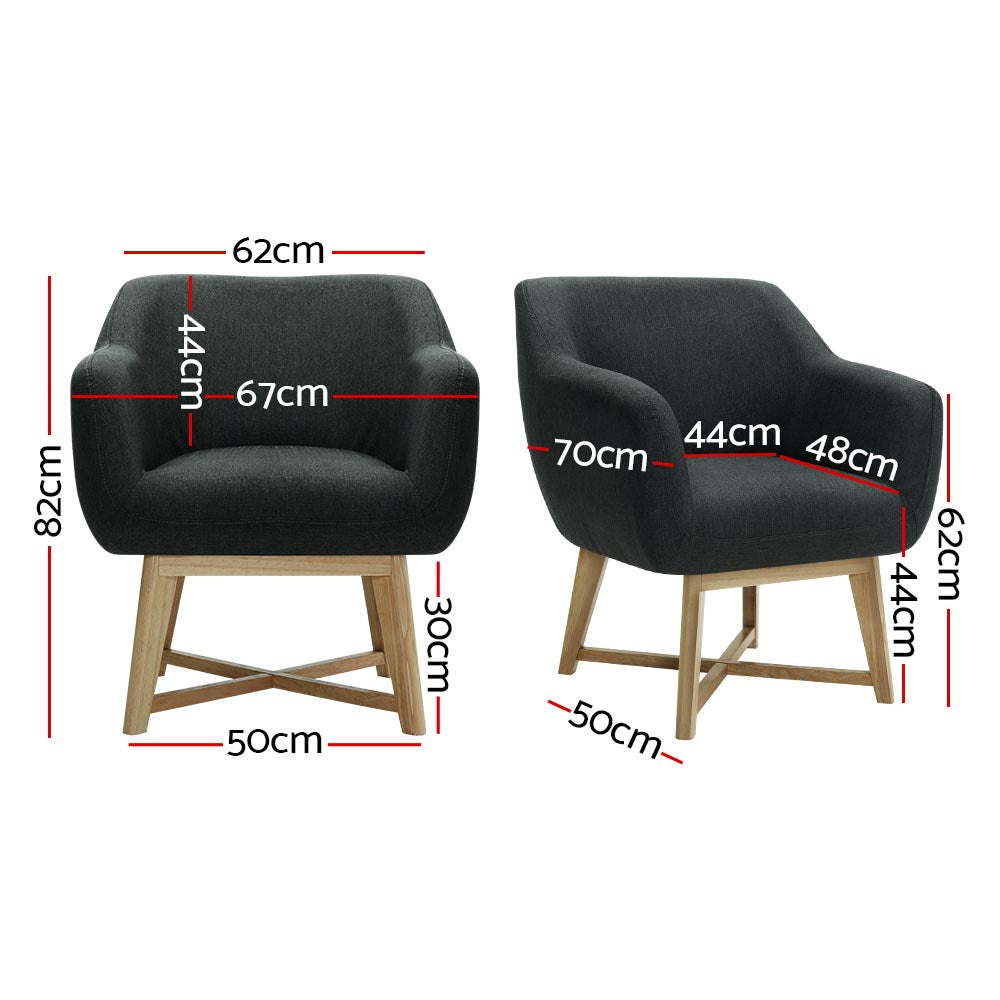 Artiss Armchair Tub Chair Charcoal Aston - 0