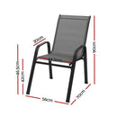 Gardeon 6PC Outdoor Dining Chairs Stackable Lounge Chair Patio Furniture Grey-2