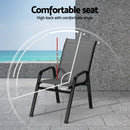 Gardeon 6PC Outdoor Dining Chairs Stackable Lounge Chair Patio Furniture Grey-5