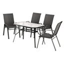 Gardeon 5PC Outdoor Dining Set Table and Chairs Patio Furniture Bistro Set Garden Black-1