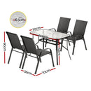 Gardeon 5PC Outdoor Dining Set Table and Chairs Patio Furniture Bistro Set Garden Black-2