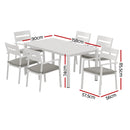 Gardeon Outdoor Dining Set 7 Piece Aluminum Table Chairs Setting White-2