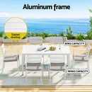 Gardeon Outdoor Dining Set 7 Piece Aluminum Table Chairs Setting White-4