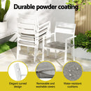 Gardeon Outdoor Dining Set 7 Piece Aluminum Table Chairs Setting White-5