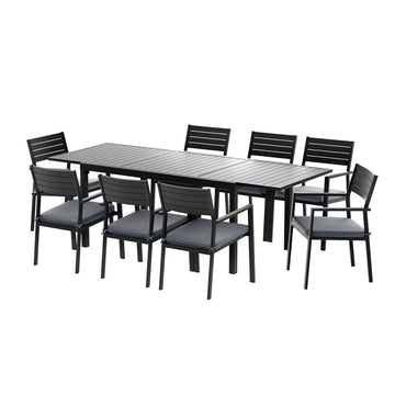 Gardeon Outdoor Dining Set 9PCS Aluminum Extendable Table Chairs Patio Furniture - 0