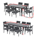 Gardeon Outdoor Dining Set 9PCS Aluminum Extendable Table Chairs Patio Furniture-3
