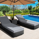 Gardeon 3PC Sun Lounge Wicker Lounger Outdoor Furniture Day Bed Rattan Garden-1