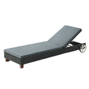 Gardeon Sun Lounge Wicker Lounger Outdoor Furniture Day Bed Wheels Patio Black-1