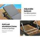 Gardeon Sun Lounge Wicker Lounger Outdoor Furniture Day Bed Wheels Patio Black-4