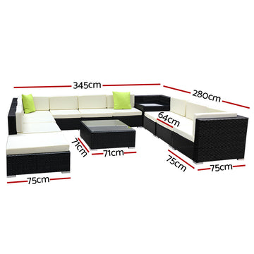 Gardeon 12PC Sofa Set with Storage Cover Outdoor Furniture Wicker - 0