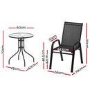 Gardeon 5PC Bistro Set Outdoor Table and Chairs Stackable Outdoor Furniture Black-2