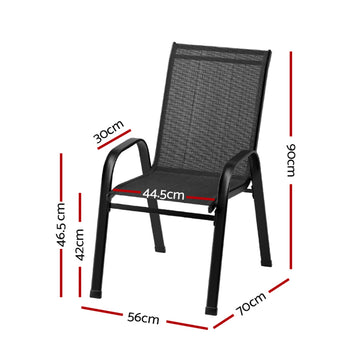 Gardeon 4PC Outdoor Dining Chairs Stackable Lounge Chair Patio Furniture Black - 0