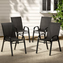 Gardeon 4PC Outdoor Dining Chairs Stackable Lounge Chair Patio Furniture Black-7