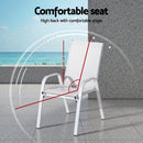 Gardeon 4PC Outdoor Dining Chairs Stackable Lounge Chair Patio Furniture White-5