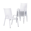 Gardeon 6PC Outdoor Dining Chairs Stackable Lounge Chair Patio Furniture White-1