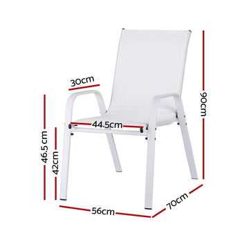 Gardeon 6PC Outdoor Dining Chairs Stackable Lounge Chair Patio Furniture White - 0