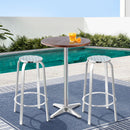 Gardeon 3-Piece Outdoor Bar Set Bistro Table Stools Adjustable Square Cafe-7