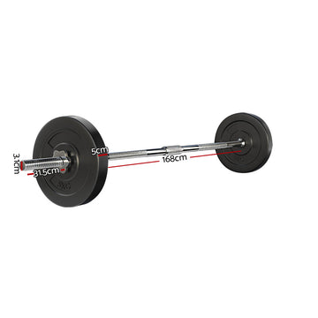 Everfit 18kg Barbell Set Weight Plates Bar Lifting Bench 168cm - 0