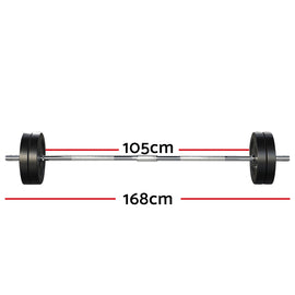Everfit 48kg Barbell Set Weight Plates Bar Lifting Bench 168cm - 0