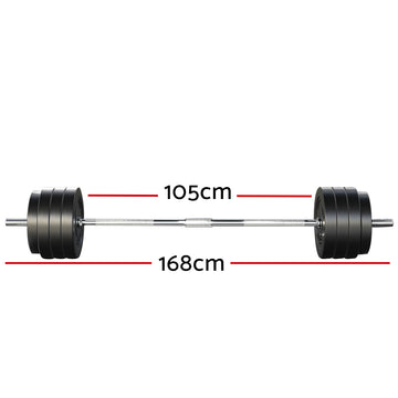 Everfit 78kg Barbell Set Weight Plates Bar Lifting Bench 168cm - 0