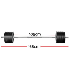 Everfit 88kg Barbell Set Weight Plates Bar Lifting Bench 168cm - 0