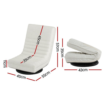 Artiss 4XFloor Chair Lounge Sofa Swivel Foldable Linen White - 0