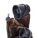 Gardeon Solar Water Feature Cascading Fountain 3-Tier Bucket LED light Bird 76CM-3