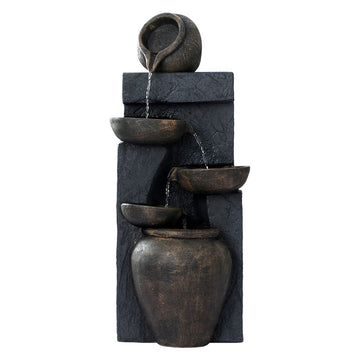 Gardeon Solar Water Feature Cascading Fountain 5 Tiered Bowl Bird Bath 99CM - 0