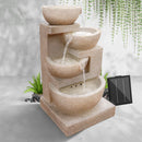 Gardeon Solar Water Feature Cascading Fountain 4-Tier Bowl LED Lights 72CM Sand-7