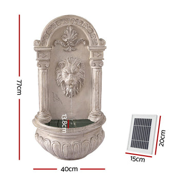 Gardeon Solar Fountain Water Feature Wall Mount Garden Fountains 77CM Beige - 0