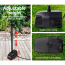Gardeon Solar Pond Pump Submersible Water Fountain with Battery Kit LED Lights 4FT-6
