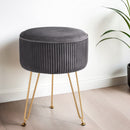 Artiss Ottoman Foot Stool Vanity Velvet Round Grey-7