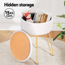 Artiss Ottoman Storage Foot Stool Vanity Velvet Round White-6