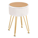 Artiss Ottoman Storage Foot Stool Vanity Velvet Round White-3