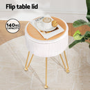 Artiss Ottoman Storage Foot Stool Vanity Velvet Round White-4
