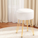 Artiss Ottoman Storage Foot Stool Vanity Velvet Round White-7