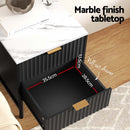 Artiss 2x Bedside Table 2 Drawers - Black-4